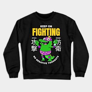 Fighting funny dinosaur Crewneck Sweatshirt